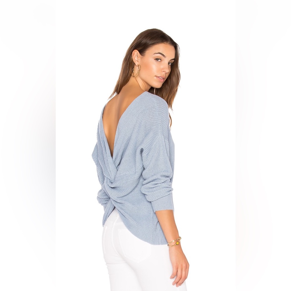 Endless Rose twist back sweater, light blue, size small